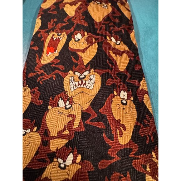 Lot of 2 Vintage Looney Tunes Taz Silk Neckties – Tasmanian Devil Cartoon Print - Picture 8 of 13